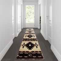Flash Furniture ACD-RG784-210-BN-GG Mohave Collection 2' x 10' Brown Traditional Southwestern Style Area Rug - Olefin Fibers with Jute Backing